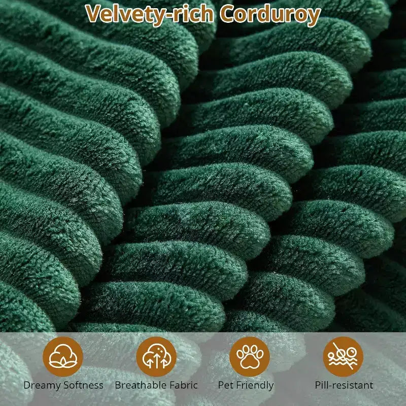 Divano componibile a L, 108 Cloud Modulare, Corduroy, Seduta profonda, Nessun assemblaggio, per Soggiorno, Verde Smeraldo, Orientamento a destra