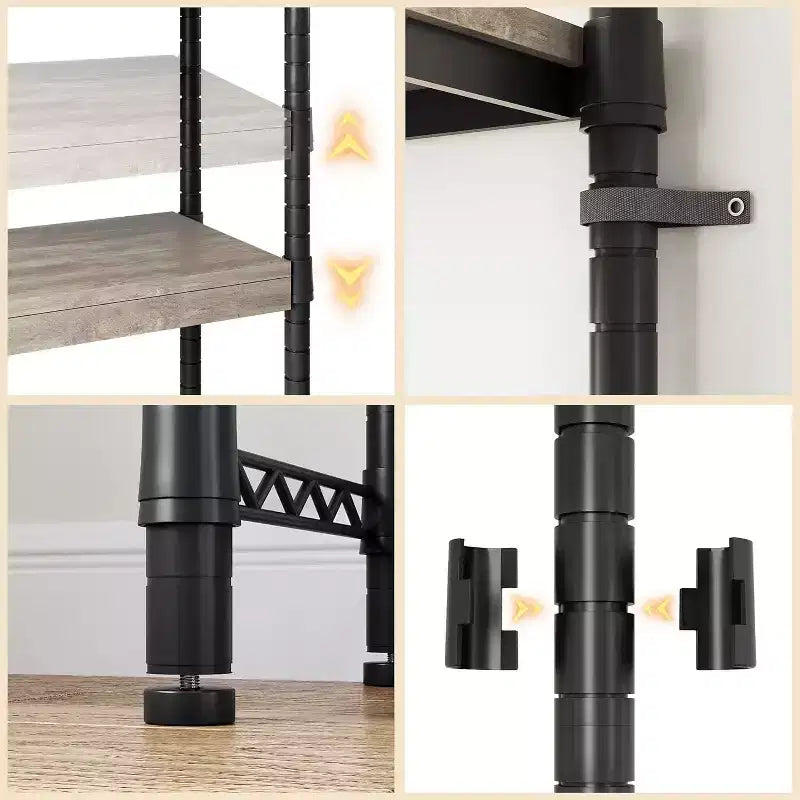 Scaffale sopra la lavatrice, organizer per lavanderia a 5 ripiani regolabili in altezza con asta appendiabiti e ganci, scaffale per asciugatrice