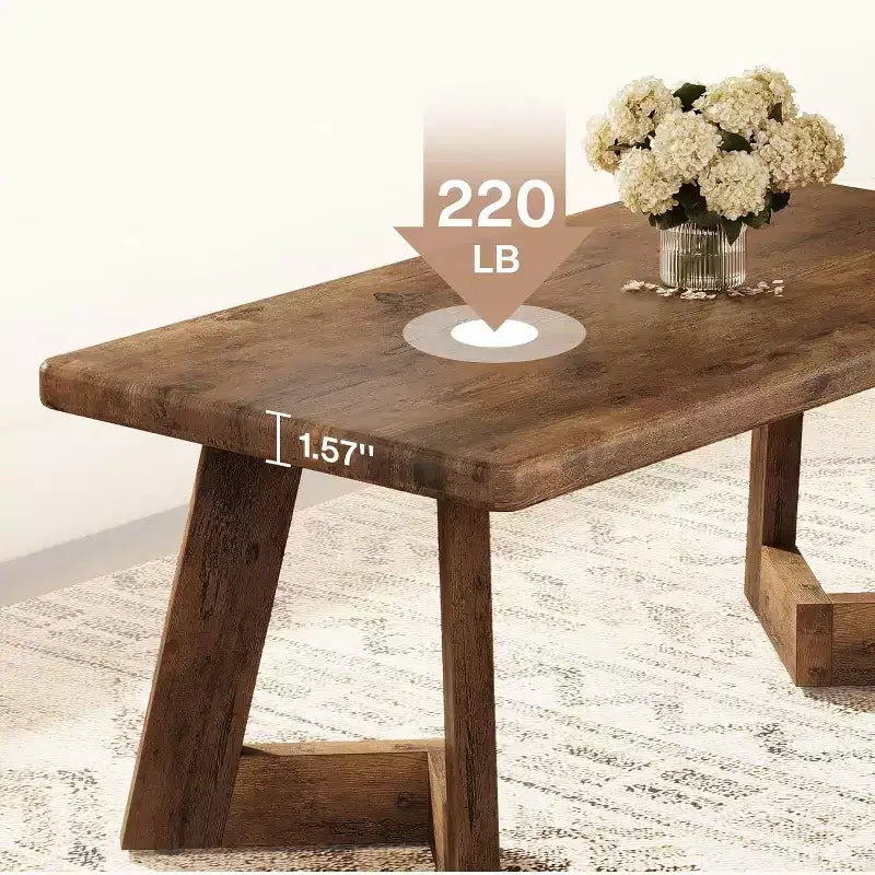 Tavolino da caffè, Tavolino da centro in stile rustico con gambe a V, Tavoli rettangolari da soggiorno da 120 x 60 cm, Facile da montare, Marrone rustico