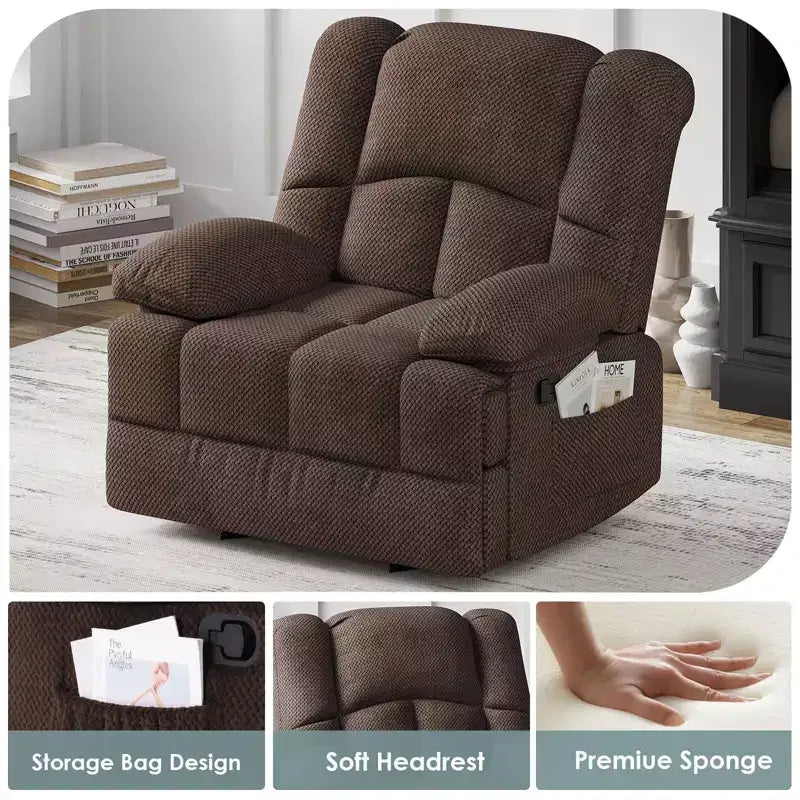 Rocking Recliner Chair for Adults,Living Room Chair with 3 Relaxation Modes,Armchair for Living Room,Bedroom,Office,330 lbs Capacity