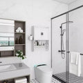 Mobiletto pensile da bagno sumyeg con ante, ripiano regolabile, portasciugamani e porta carta igienica