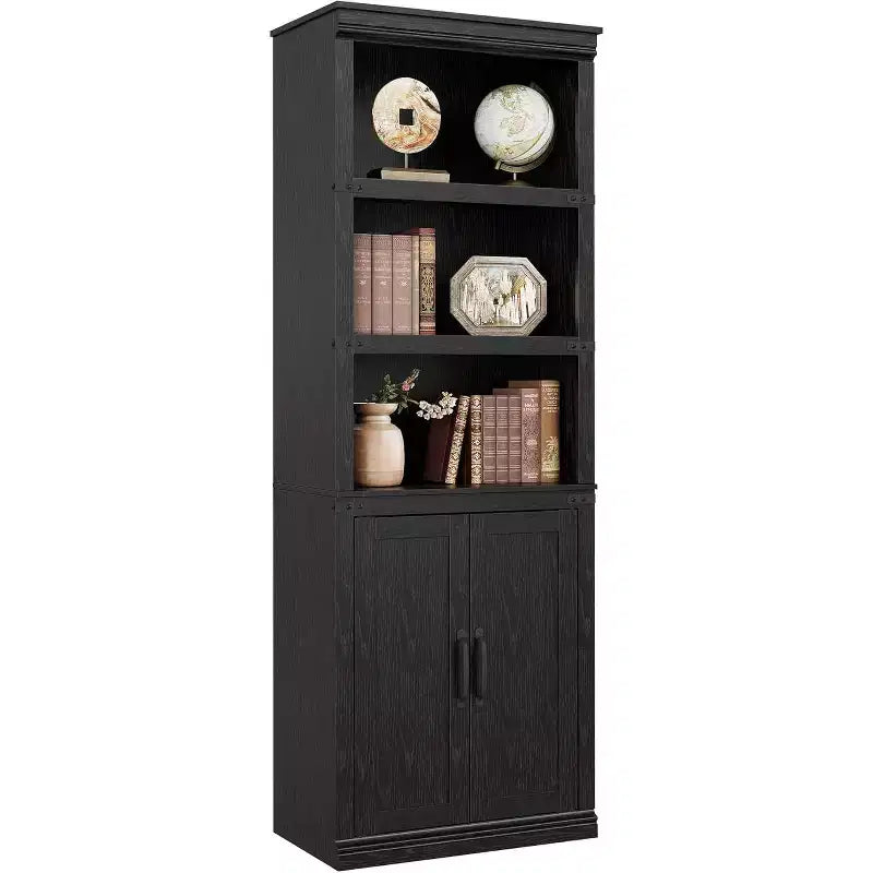 Libreria da Fattoria con Ante, Scaffale a 5 Ripiani con Mobiletto, Libreria in Legno Alta 174,5 cm con 5 Ripiani per Soggiorno, Ufficio, Camera da Letto